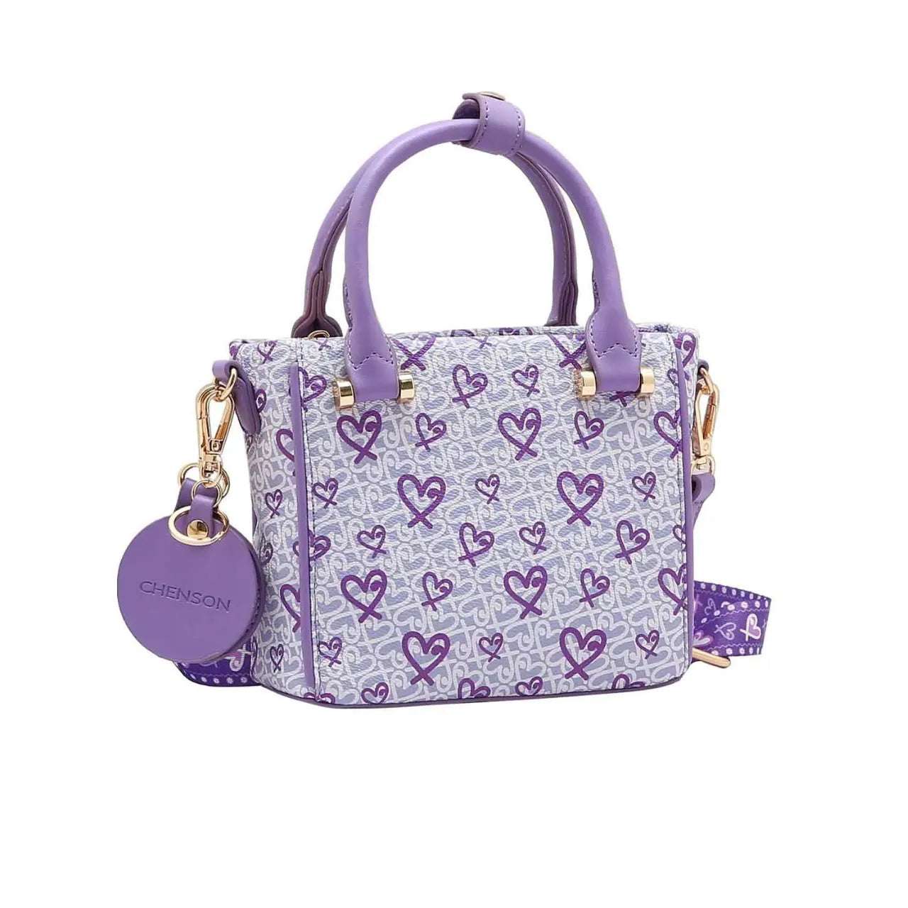 Bolsa Feminina de Mão Chenson Lilás com Coração