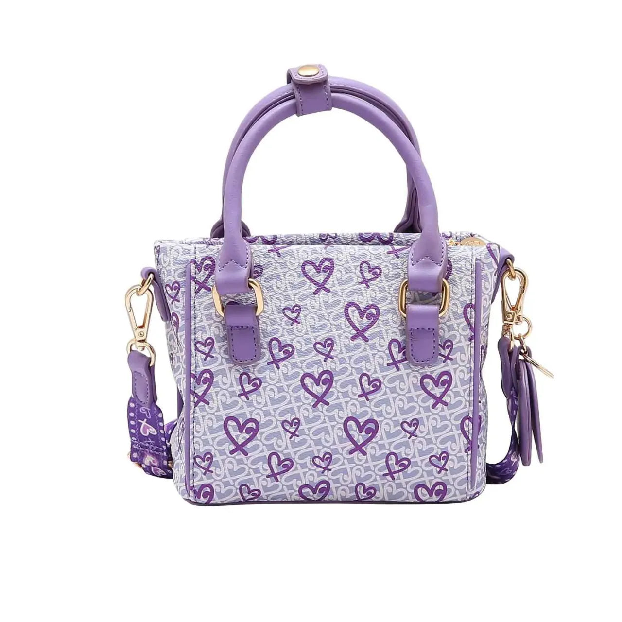 Bolsa Feminina de Mão Chenson Lilás com Coração