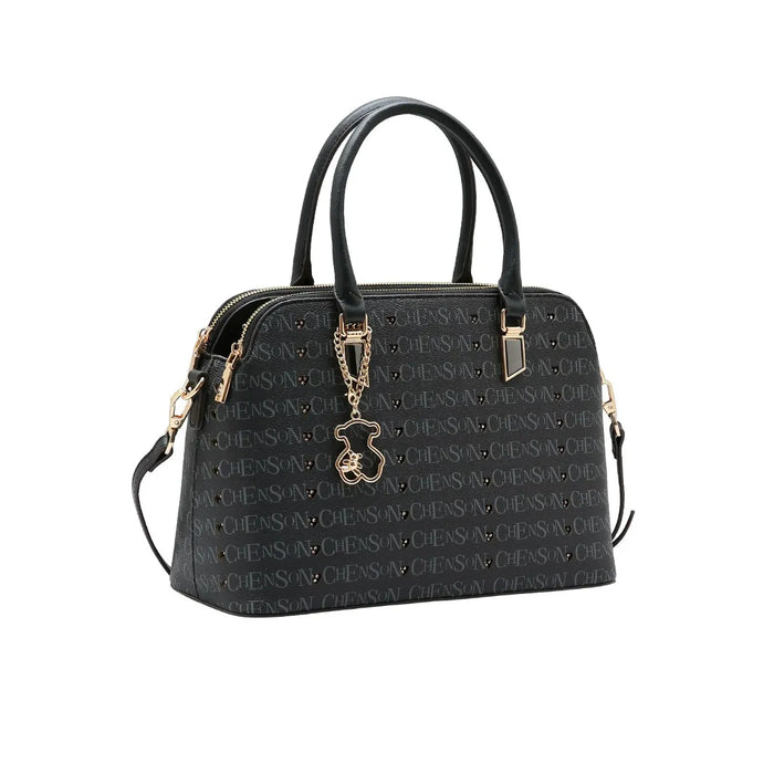 Bolsa Feminina Chenson Preta Monograma com Ursinho