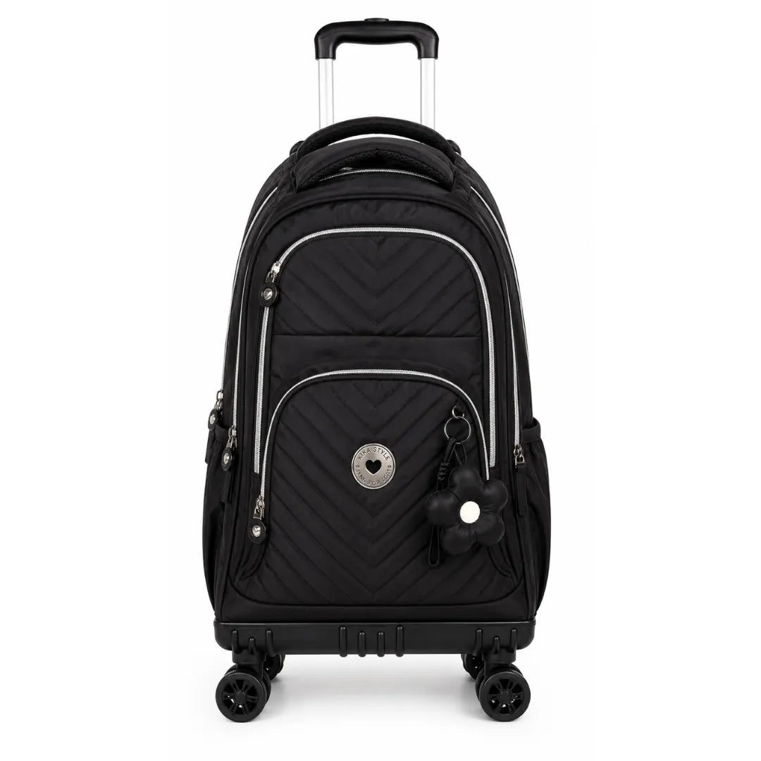 Mochila de Rodinha Preta Kika Escolar Infantil