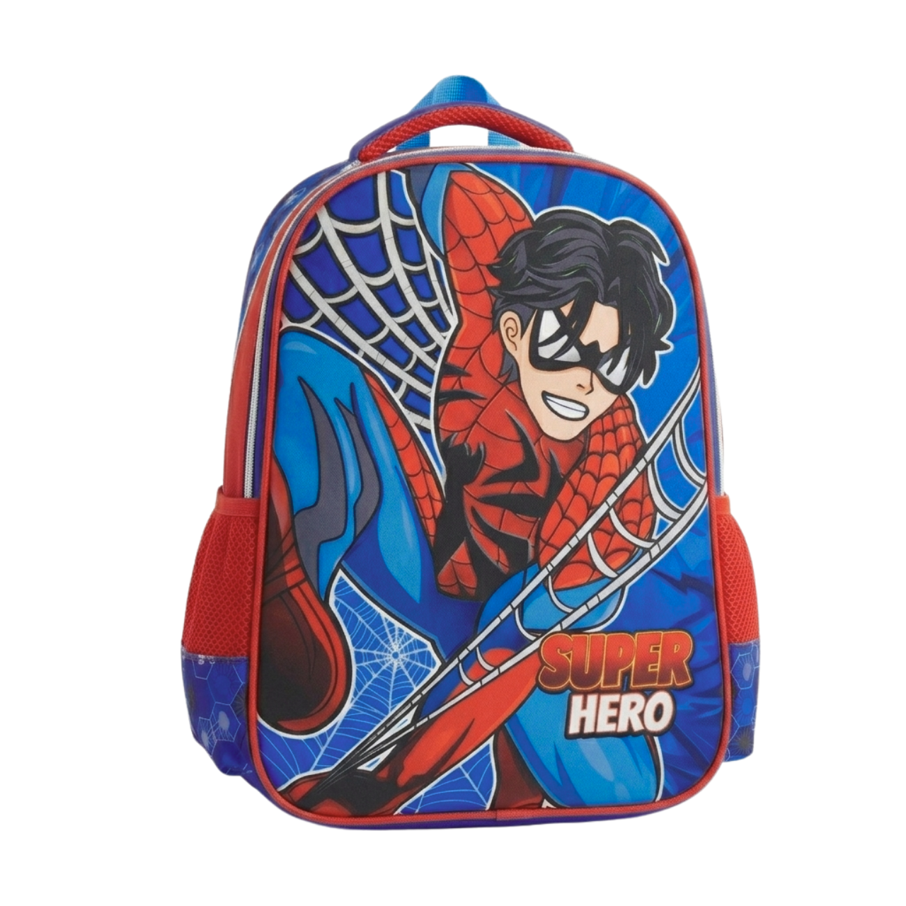Mochila de Costa Infantil Spider Super Hero Azul Escolar