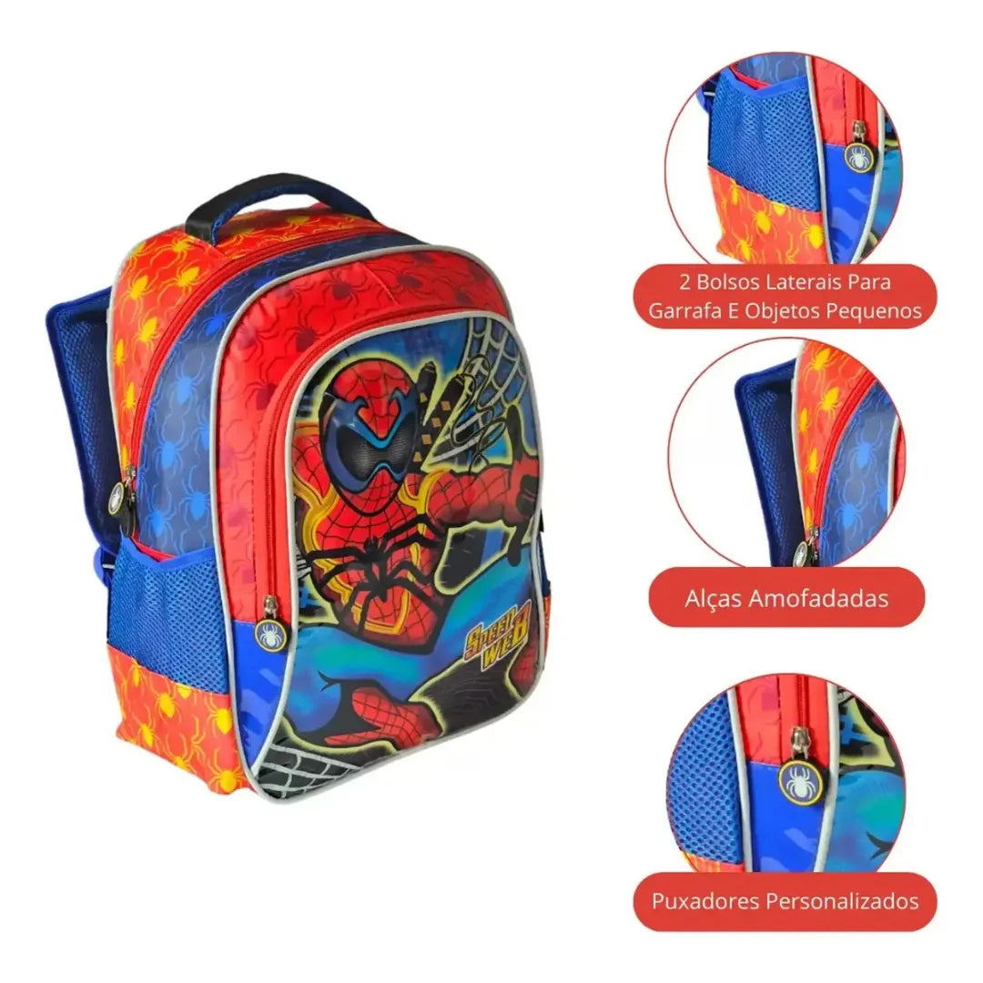 Mochila de Costa Infantil Speed Web Vermelha Ponto Verde