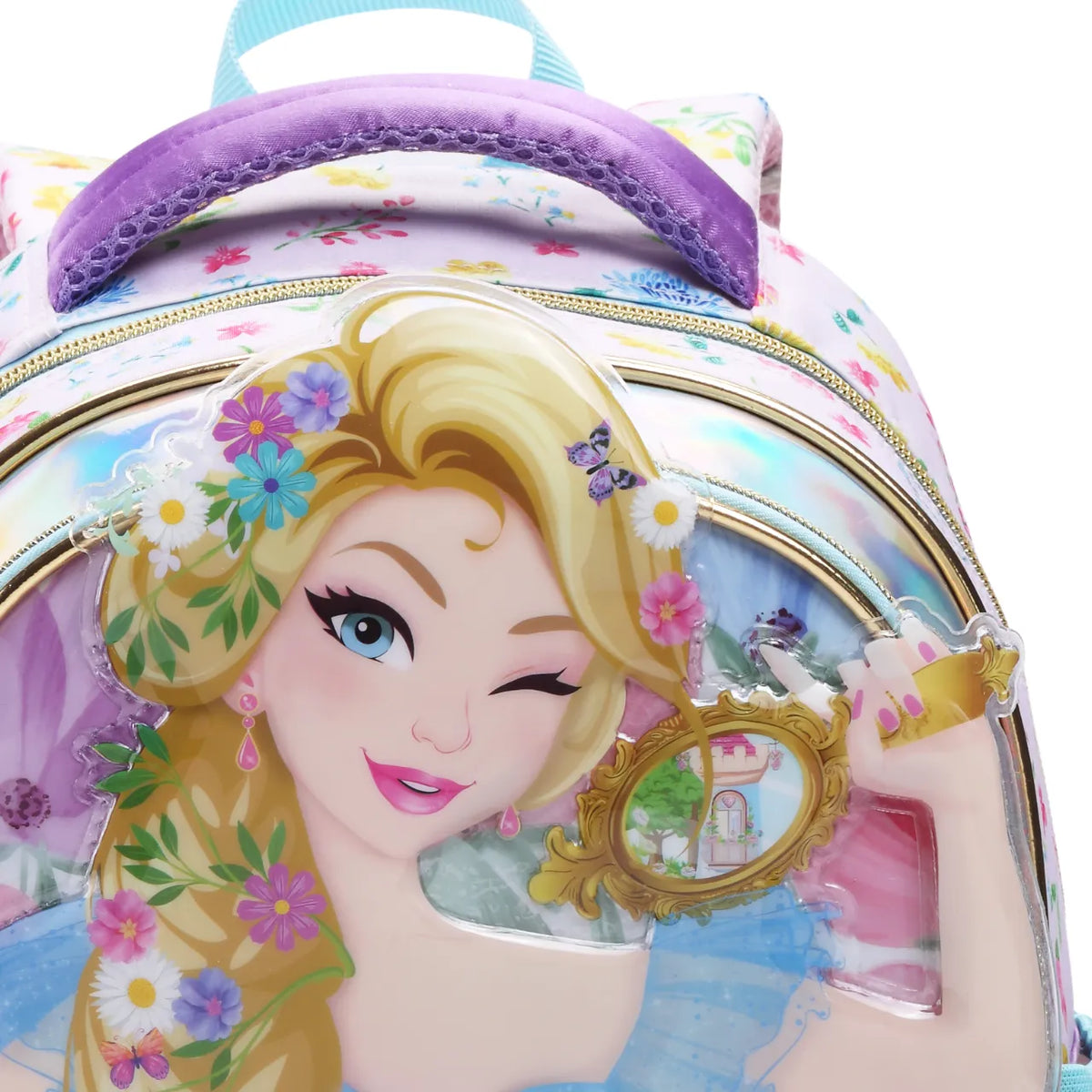 Mochila de Costas Princesa Espelho Lilás Infantil Denlex