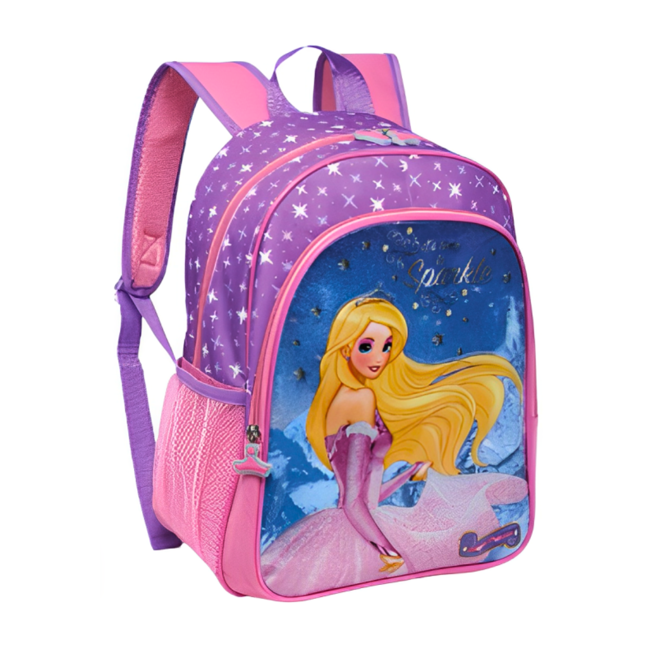 Mochila de Costas Princesa Rosa Nova Rio Infantil com Bolso Frontal