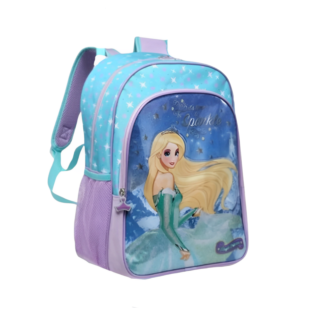 Mochila de Costas Princesa Verde Água Nova Rio Infantil com Bolsos Laterais