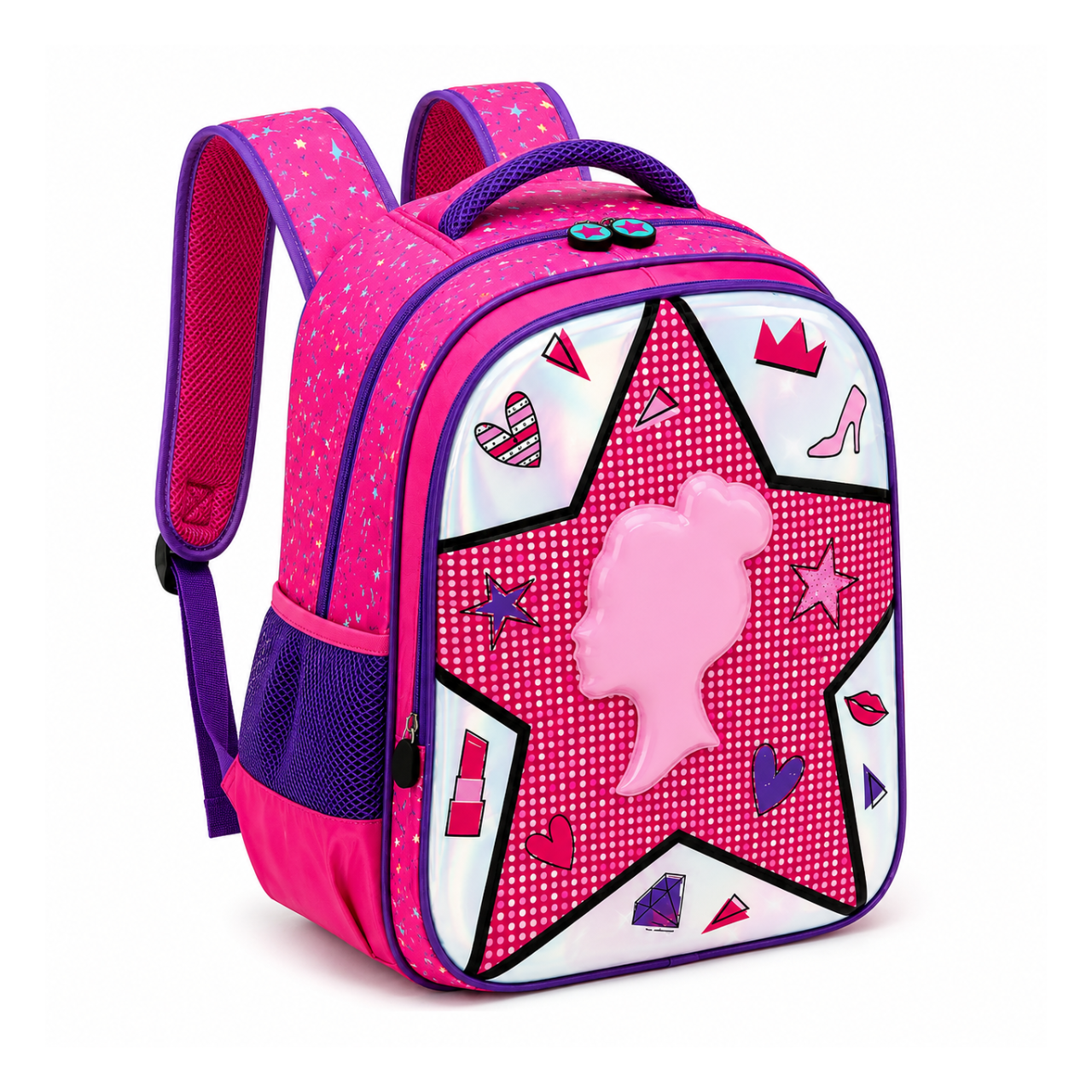 Mochila de Costas Girl Rosa Alto Relevo Ponto Verde