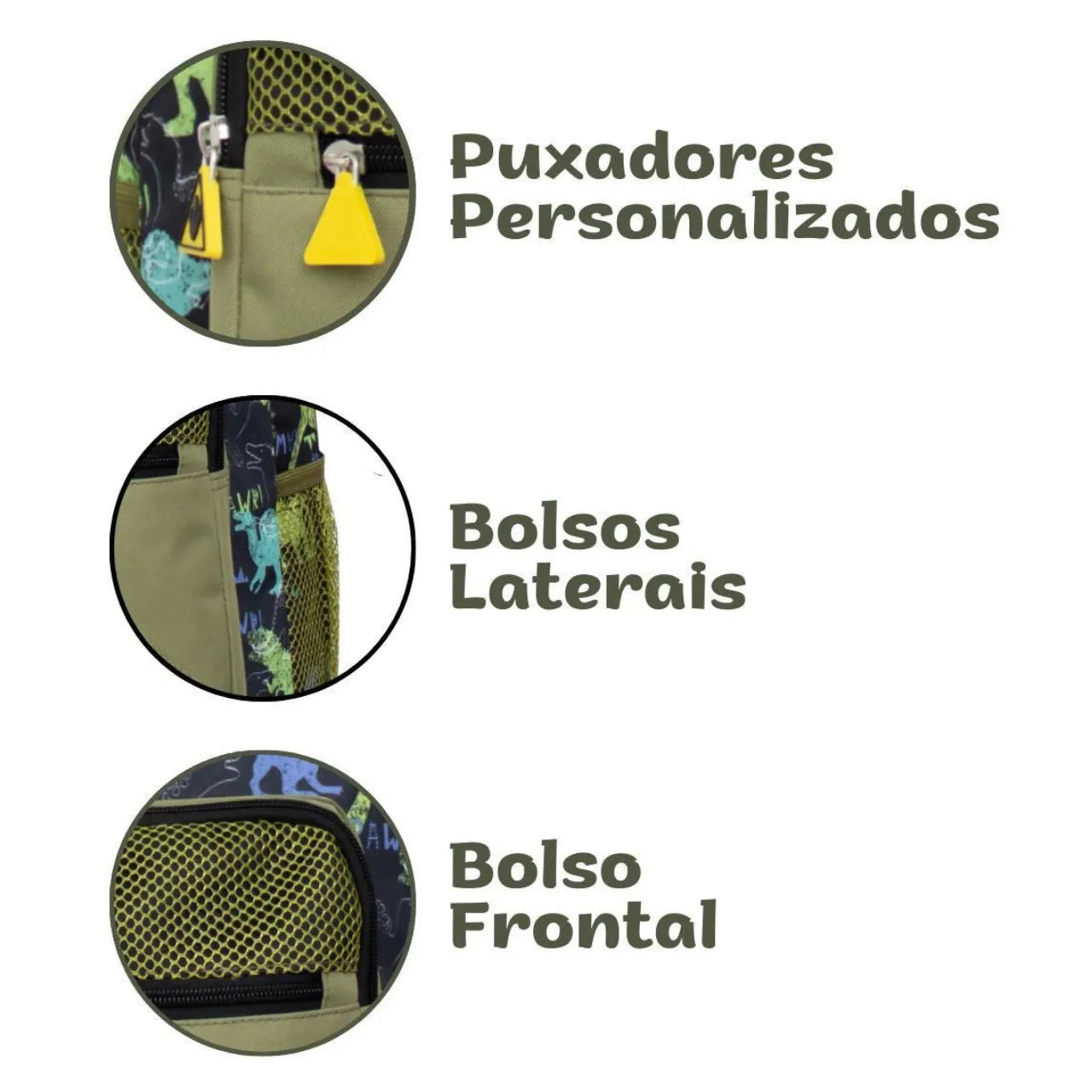 Mochila de Costas Dino Rawr Yins Infantil Escolar com Alças Acolchoadas