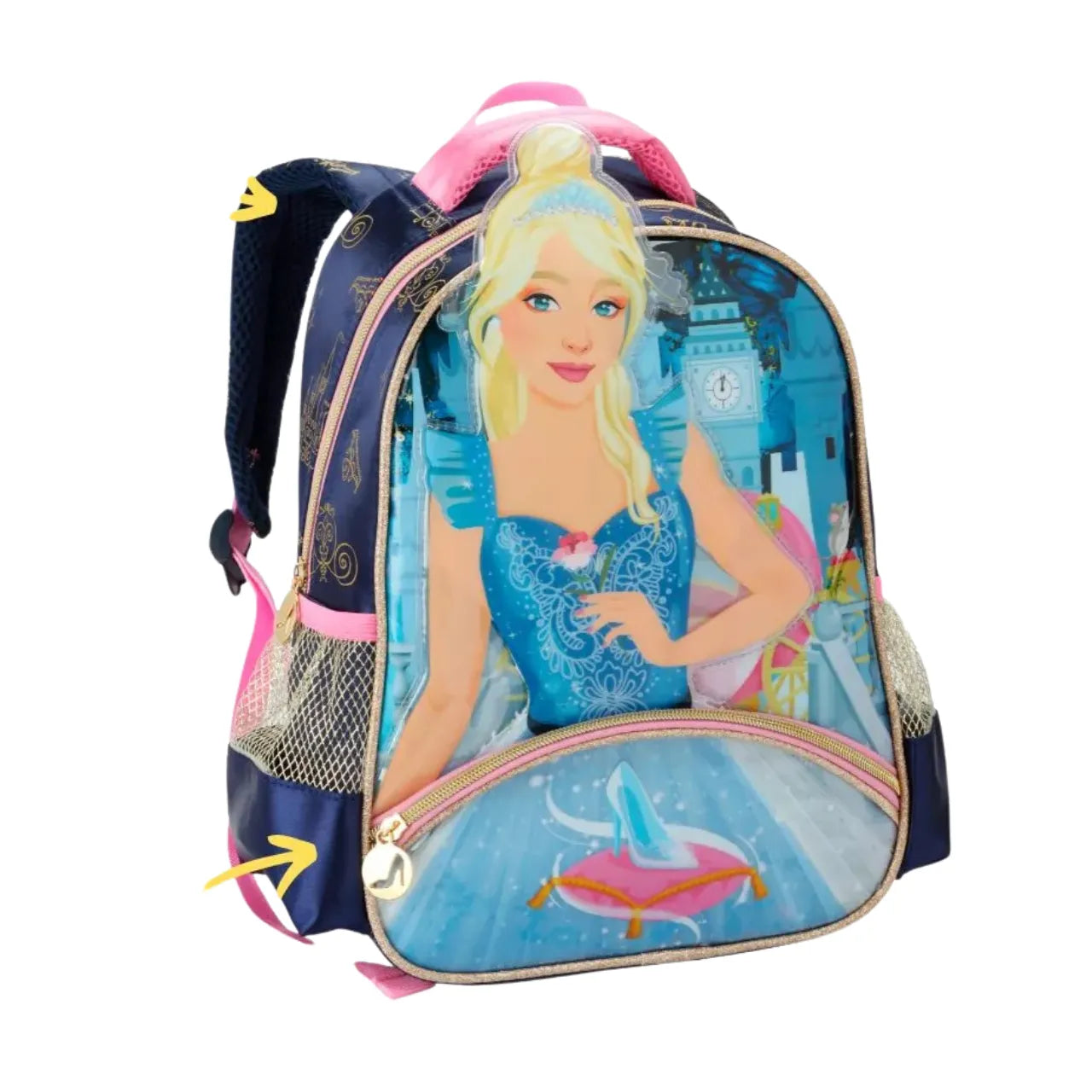 Mochila de Costas Princesa Castelo Azul Infantil Denlex