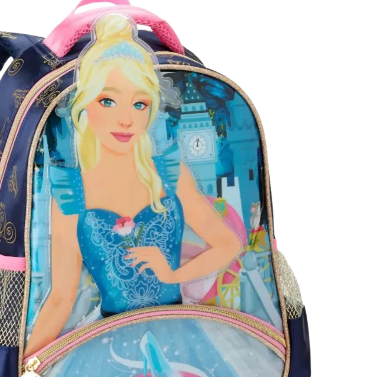 Mochila de Costas Princesa Castelo Azul Infantil Denlex