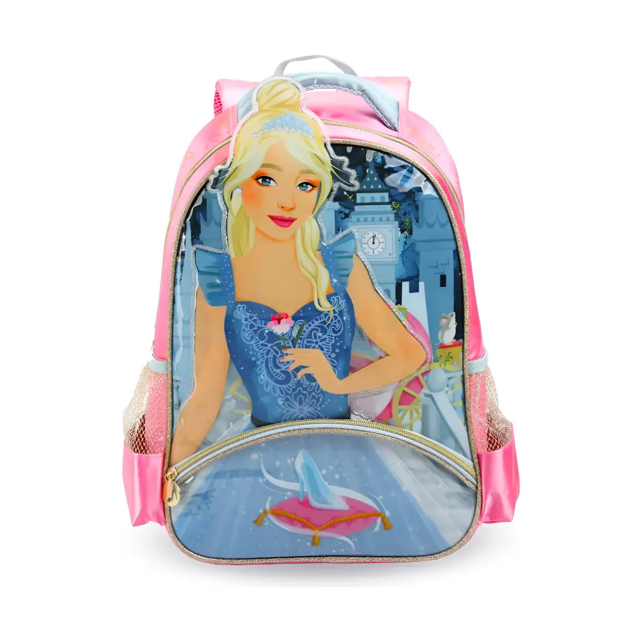 Mochila de Costas Princesa Castelo Rosa Infantil Denlex