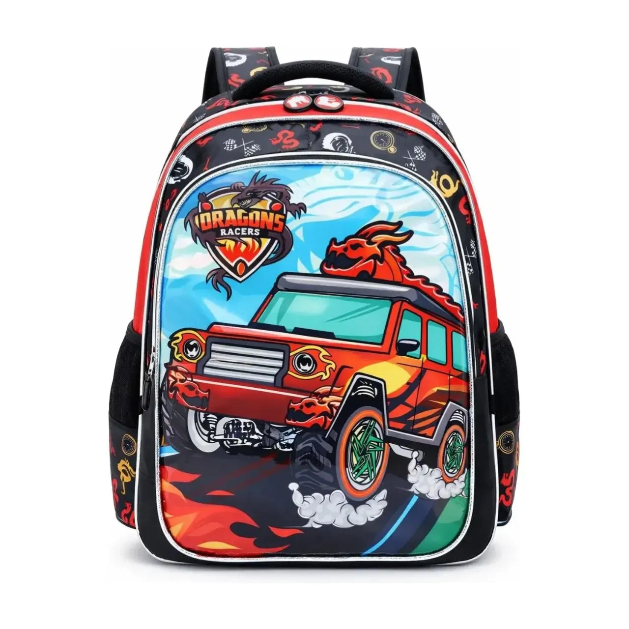 Mochila de Costas Dragons Racers Preta Ponto Verde