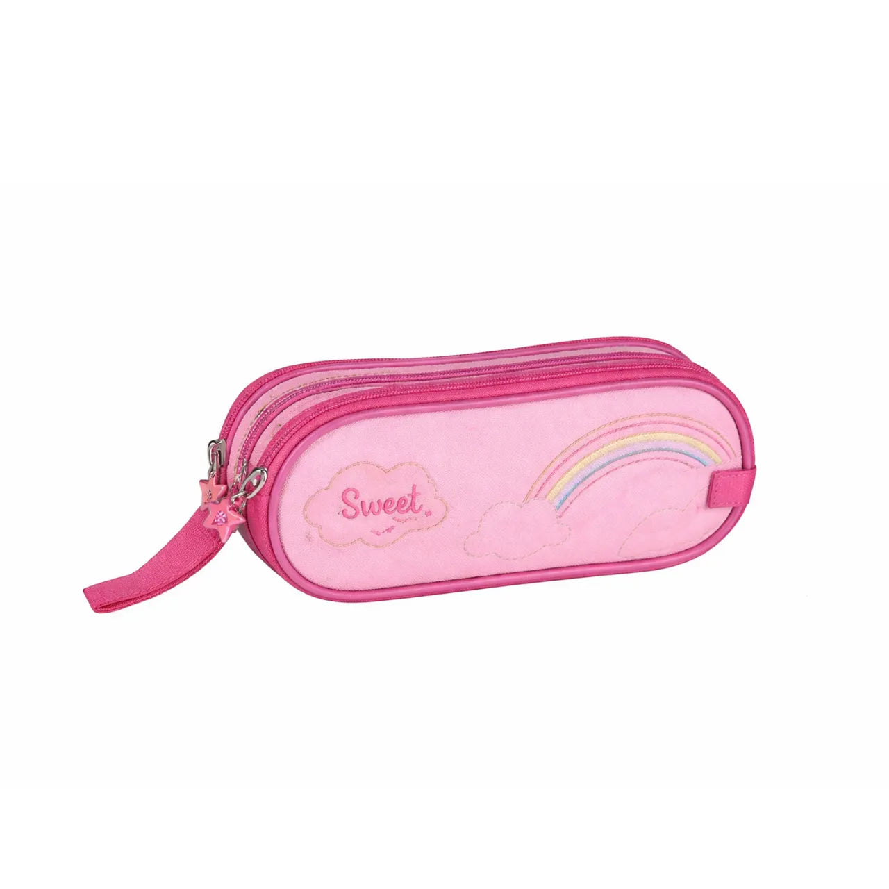 Kit Mochila de Rodinhas 16" Rosa Clio Infantil 3 Peças