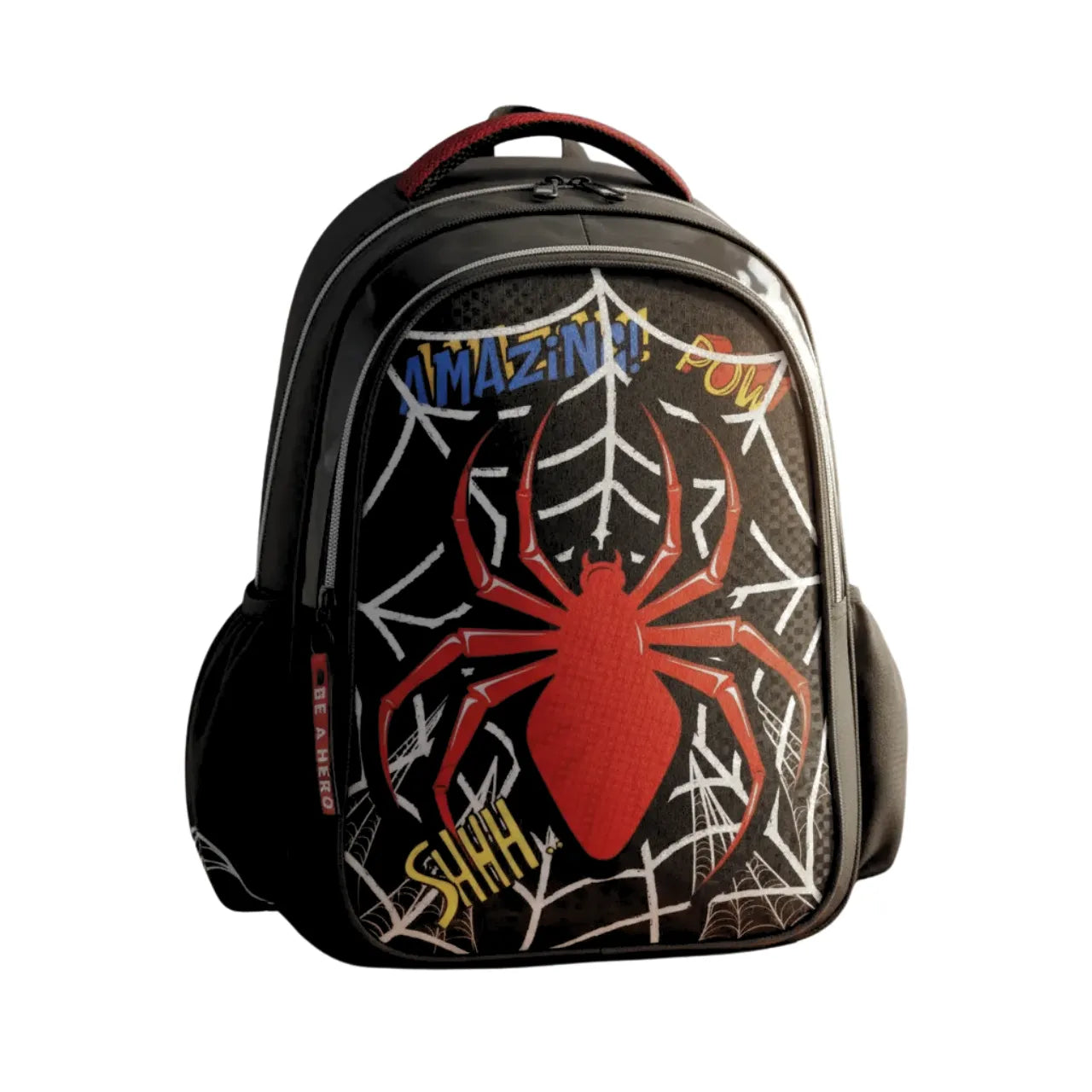 Mochila de Costas Aranha Comic Preta Infantil Denlex