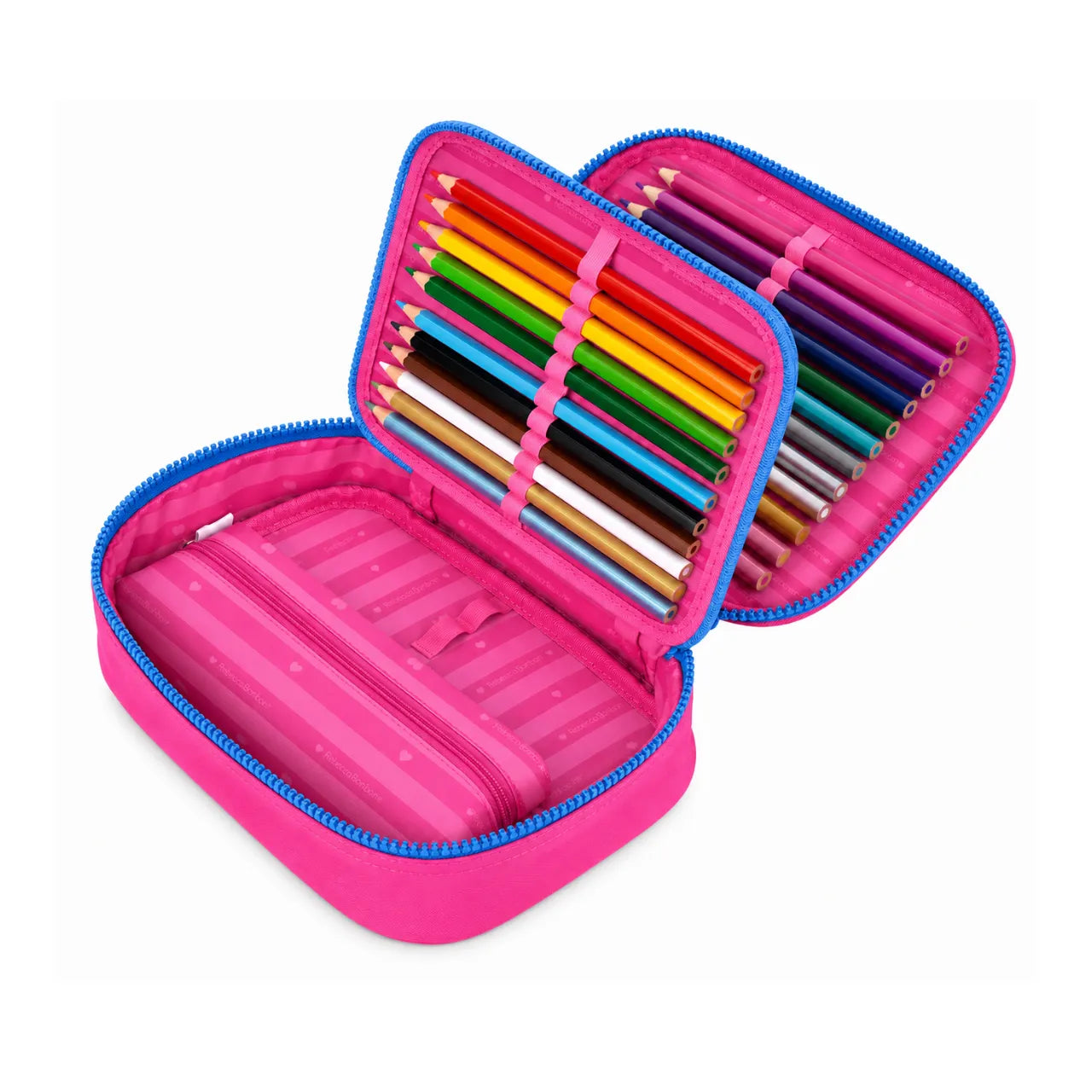 Estojo Box Rosa com Ziper Azul Rebecca Bonbon Clio