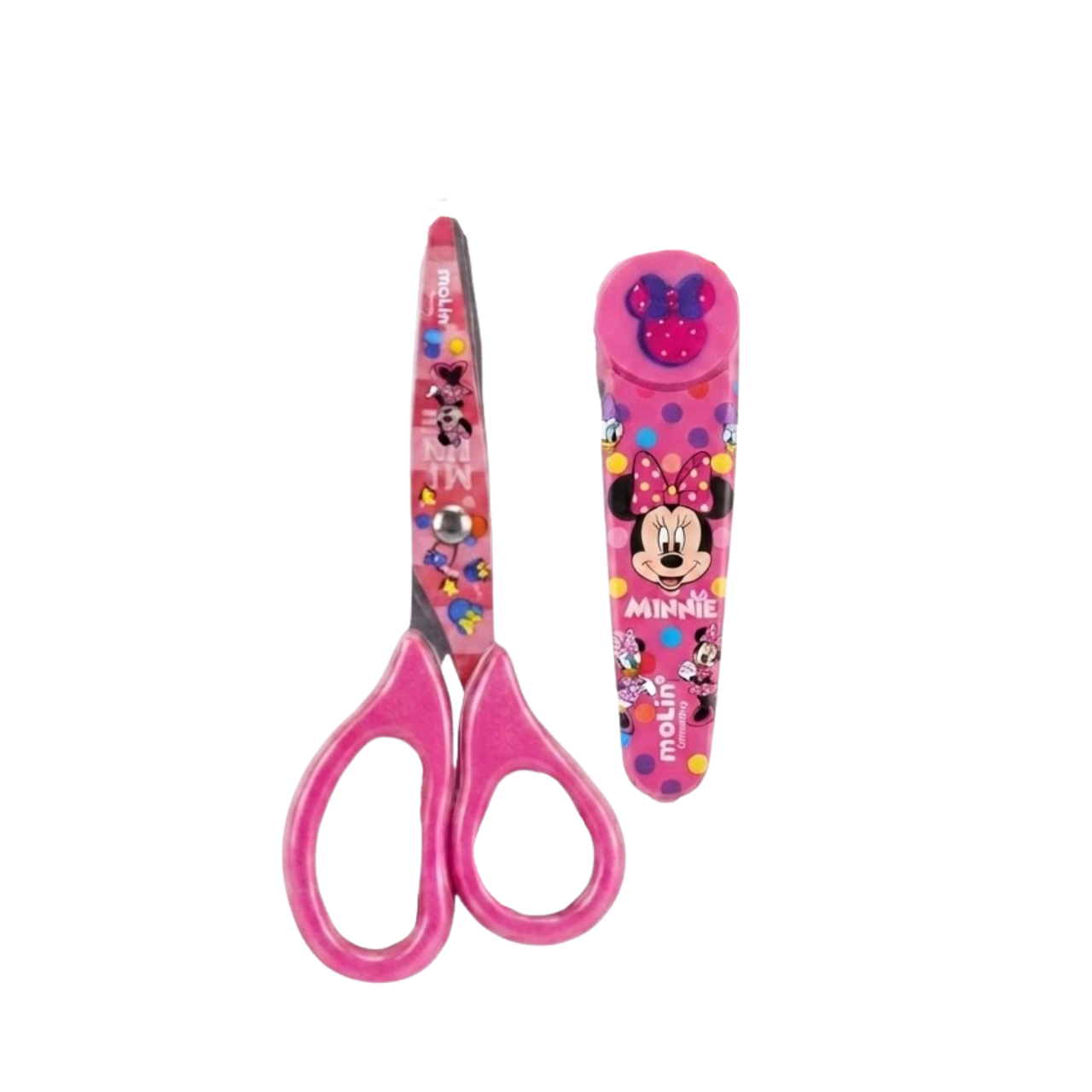 Tesoura com Protetor 13cm Molin Minnie Mouse Aço Inox Pink