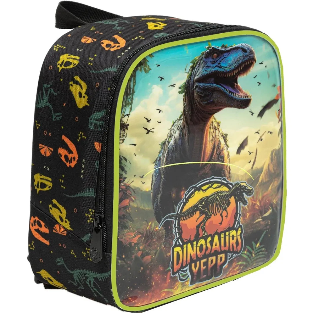 Kit Mochila de Rodinha Dinossauro Verde Yepp com Lancheira e Estojo