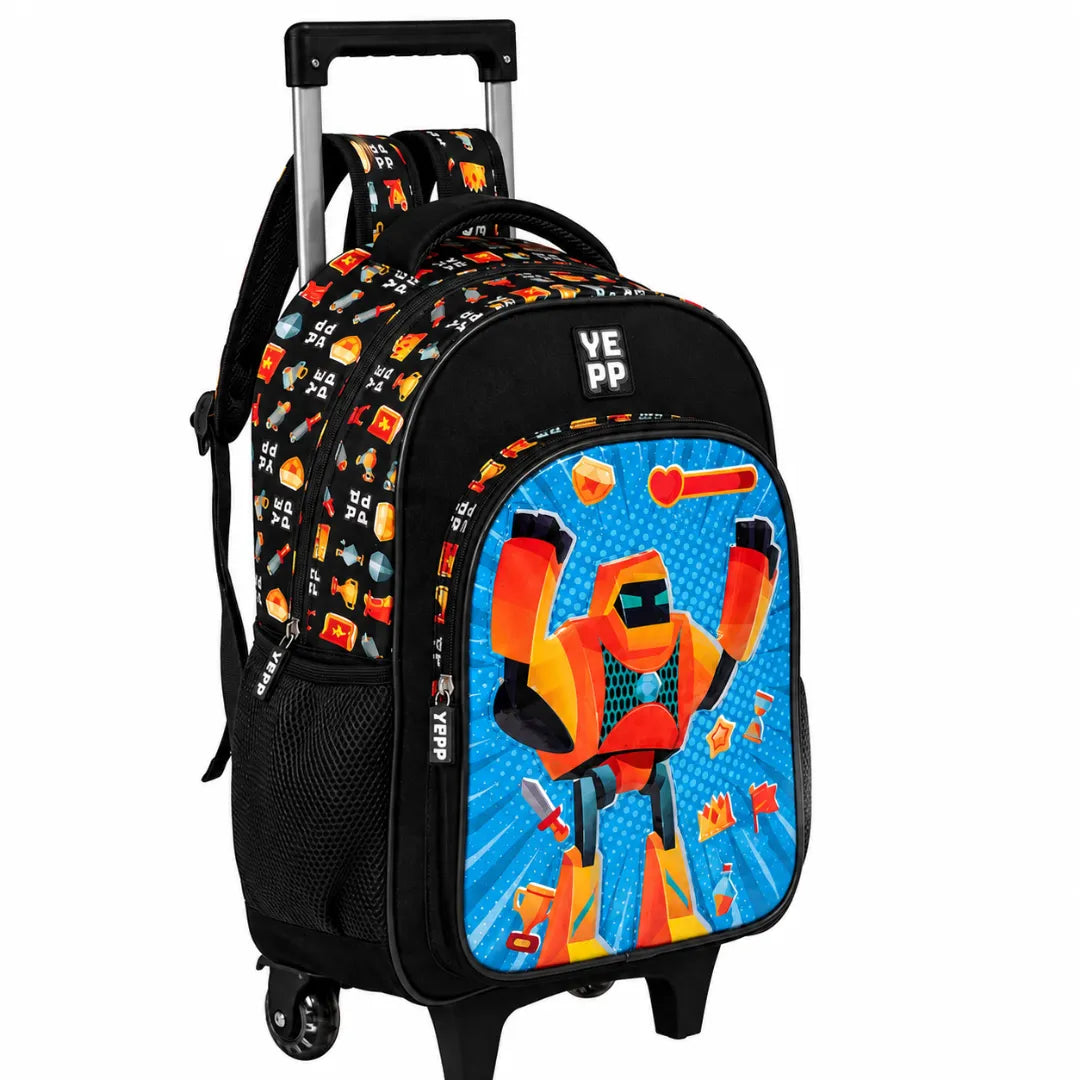Kit Mochila de Rodinha Masculina Preta Yepp com Lancheira e Estojo