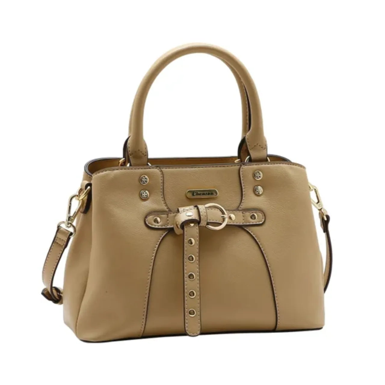 Bolsa Feminina Chenson Mão Rebites Estruturada Bege