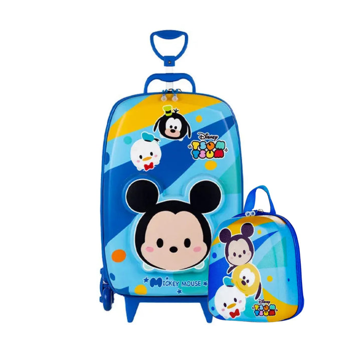 Kit Mochila de Rodas 3D Mickey Baby Tsum Azul com Lancheira