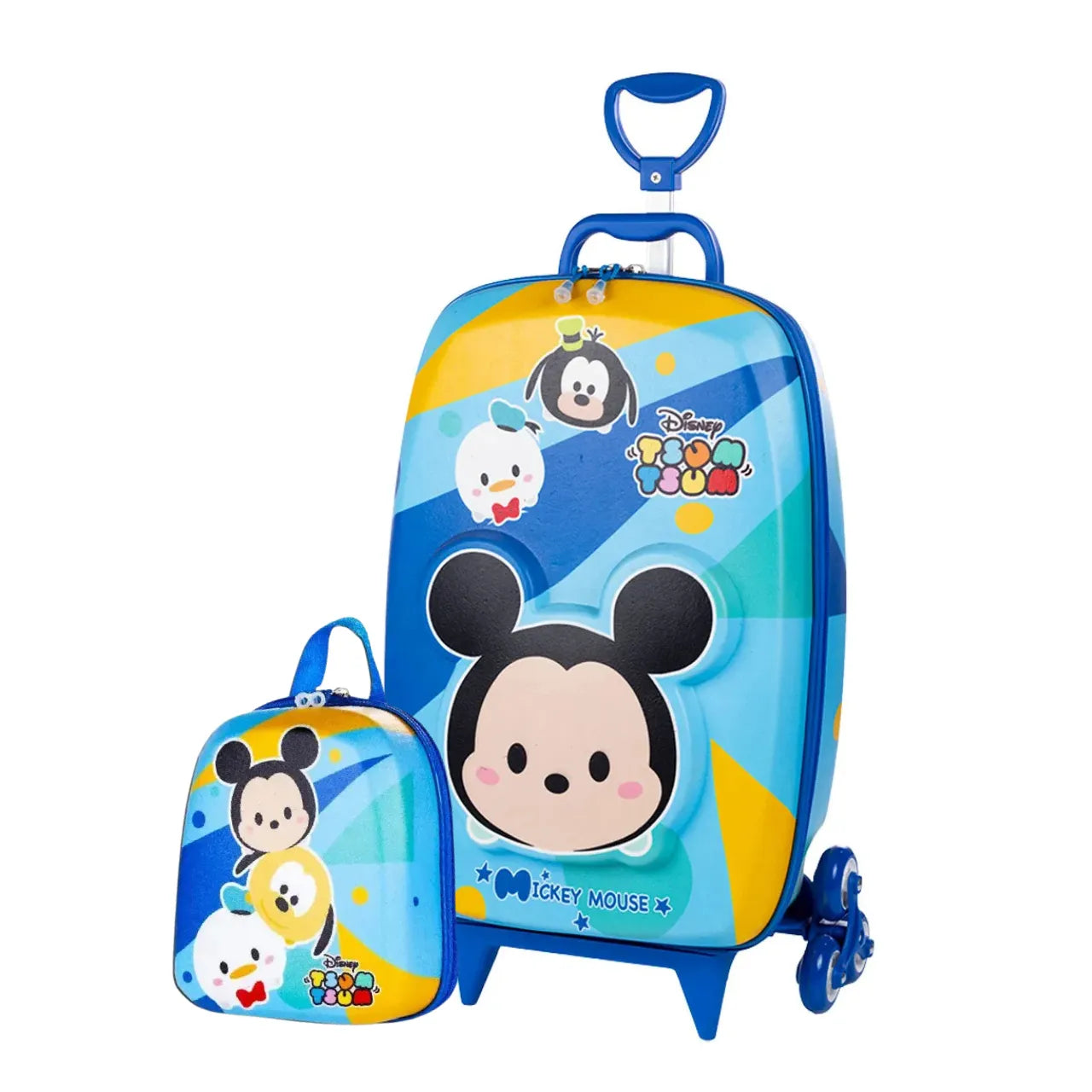 Kit Mochila de Rodas 3D Mickey Baby Tsum Azul com Lancheira