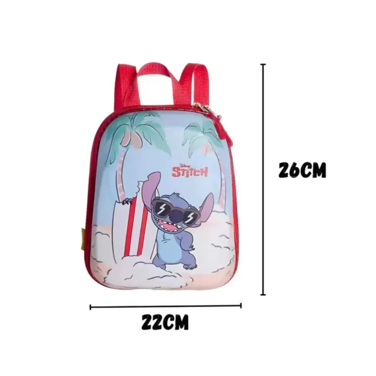 Kit Mochila Rodinha Infantil Stitch Praia 3D com Lancheira