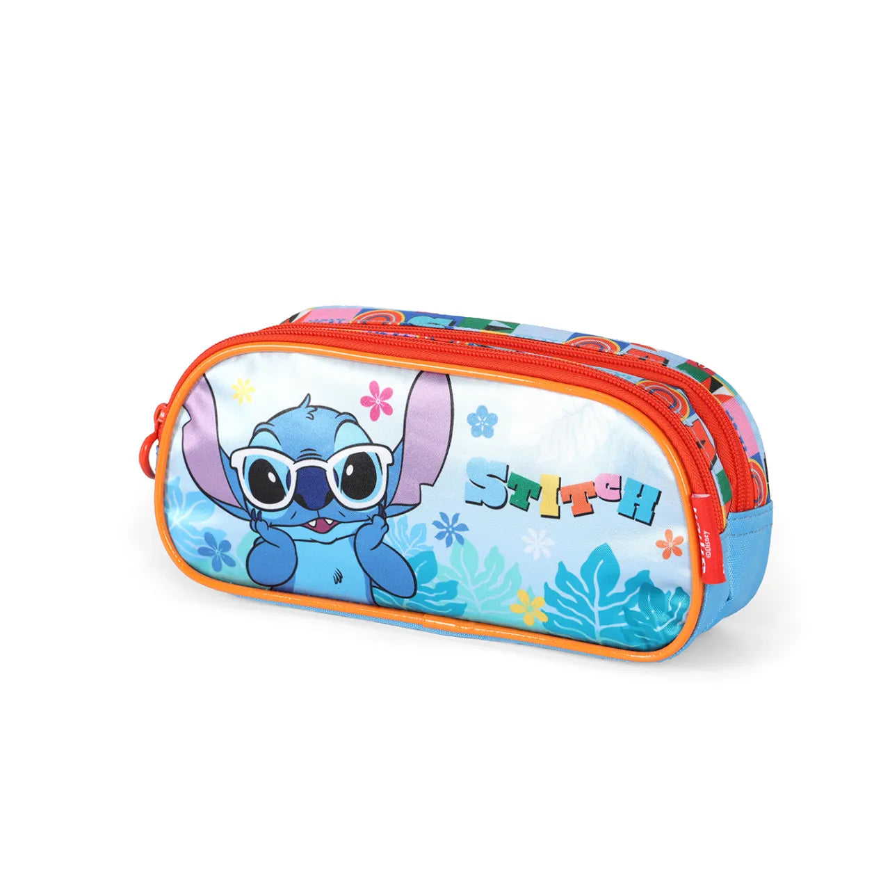 Kit Mochila Rodinha Stitch Tropical com Lancheira e Estojo