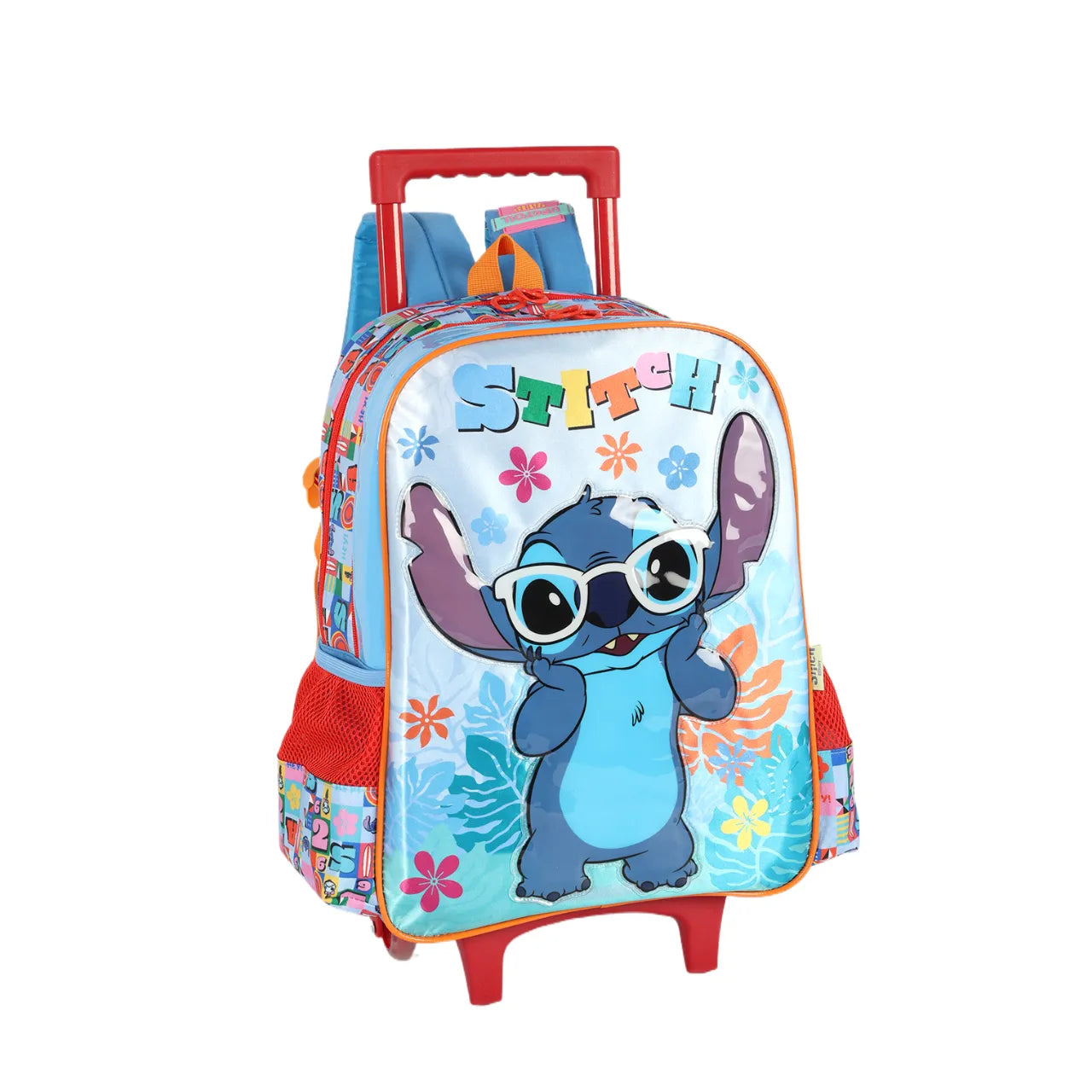 Kit Mochila Rodinha Stitch Tropical com Lancheira e Estojo