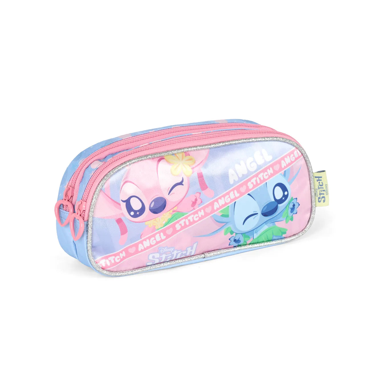 Kit Mochila Rodinha Stitch e Angel com Lancheira e Estojo
