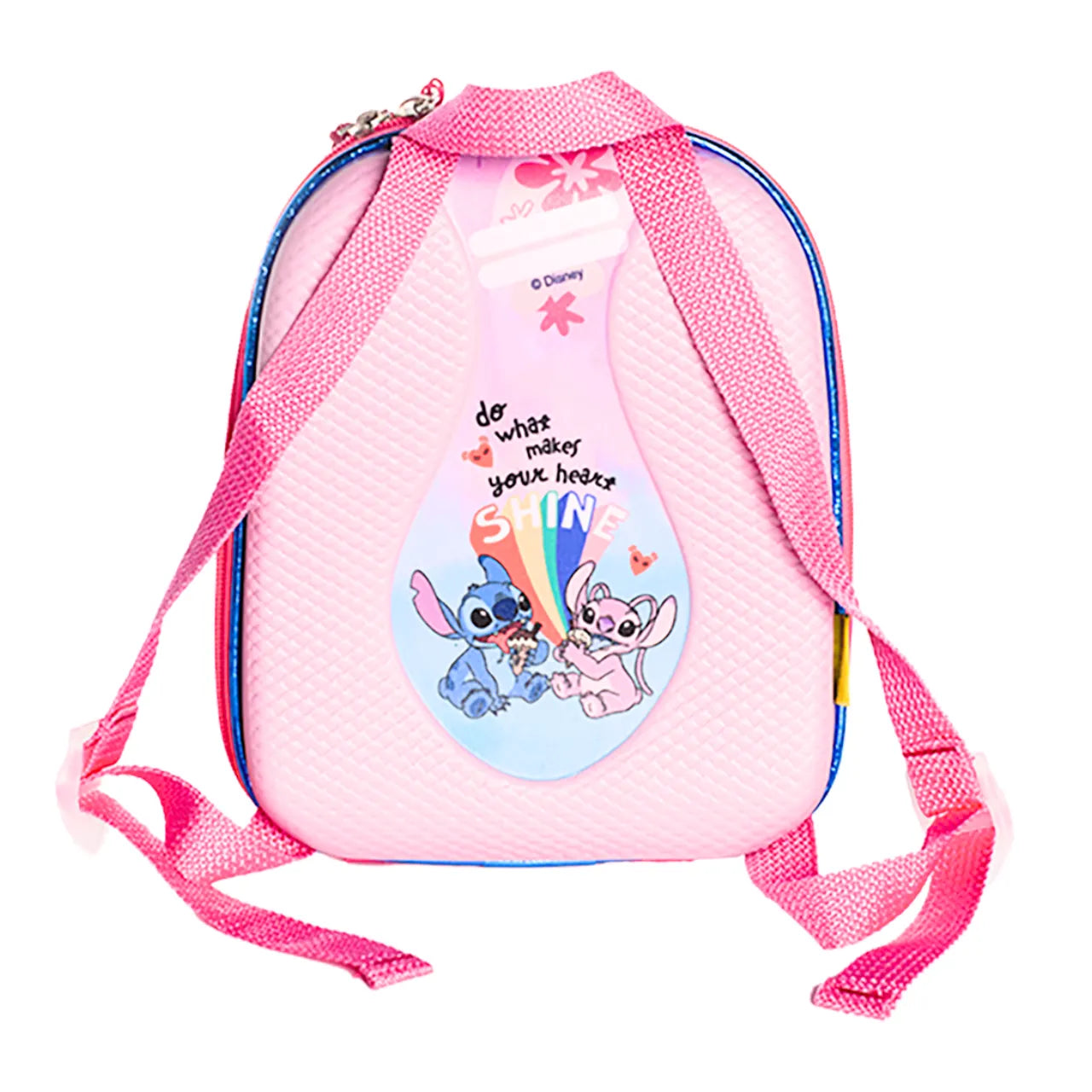 Kit Mochila Rodinha Infantil Stitch e Angel com Lancheira