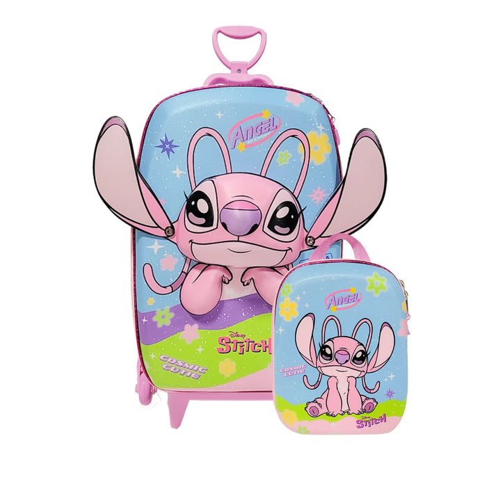 Kit Mochila de Rodinha Angel Azul Infantil com Lancheira