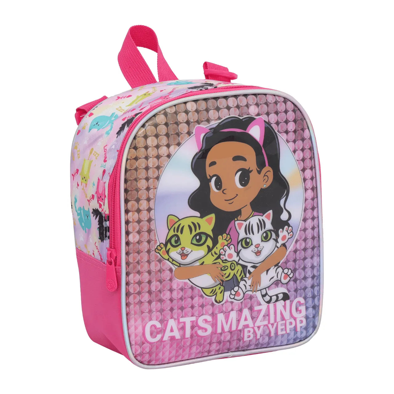 Kit Mochila Rodinha Cats Pink com Lancheira e Estojo