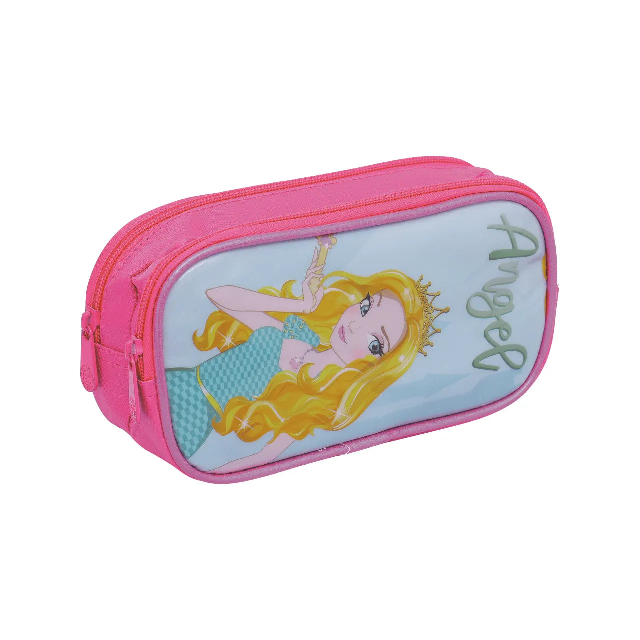 Kit Mochila Rodinha Princesa Rosa com Estojo e Lancheira