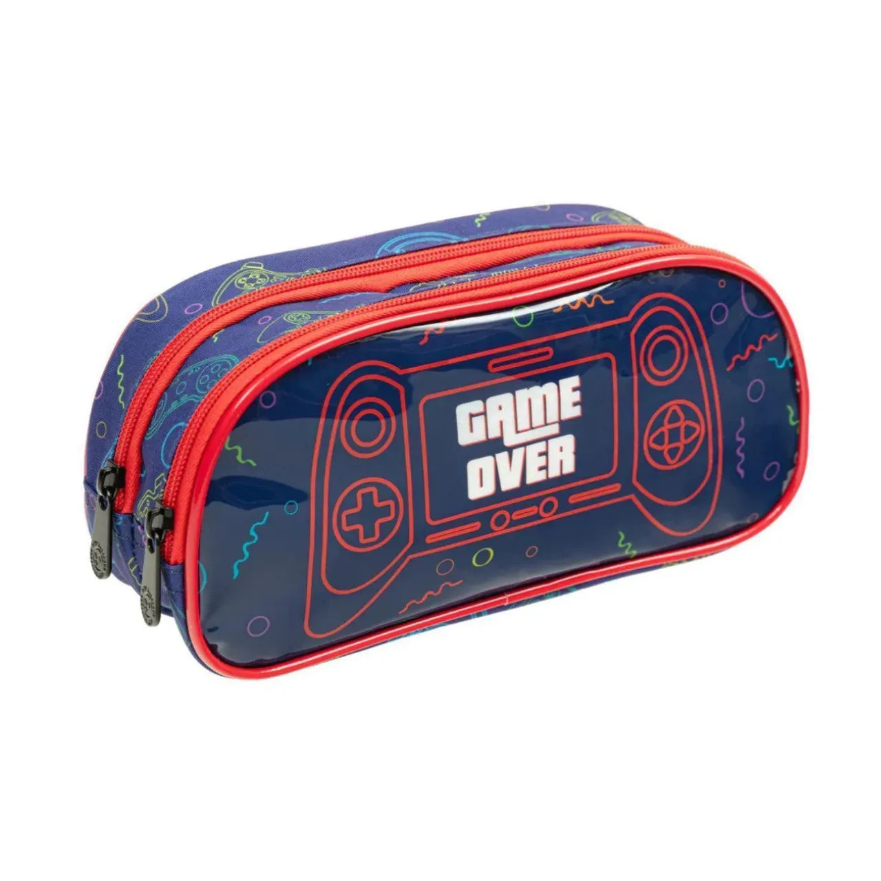 Kit Mochila Rodinha Game Over com Lancheira e Estojo