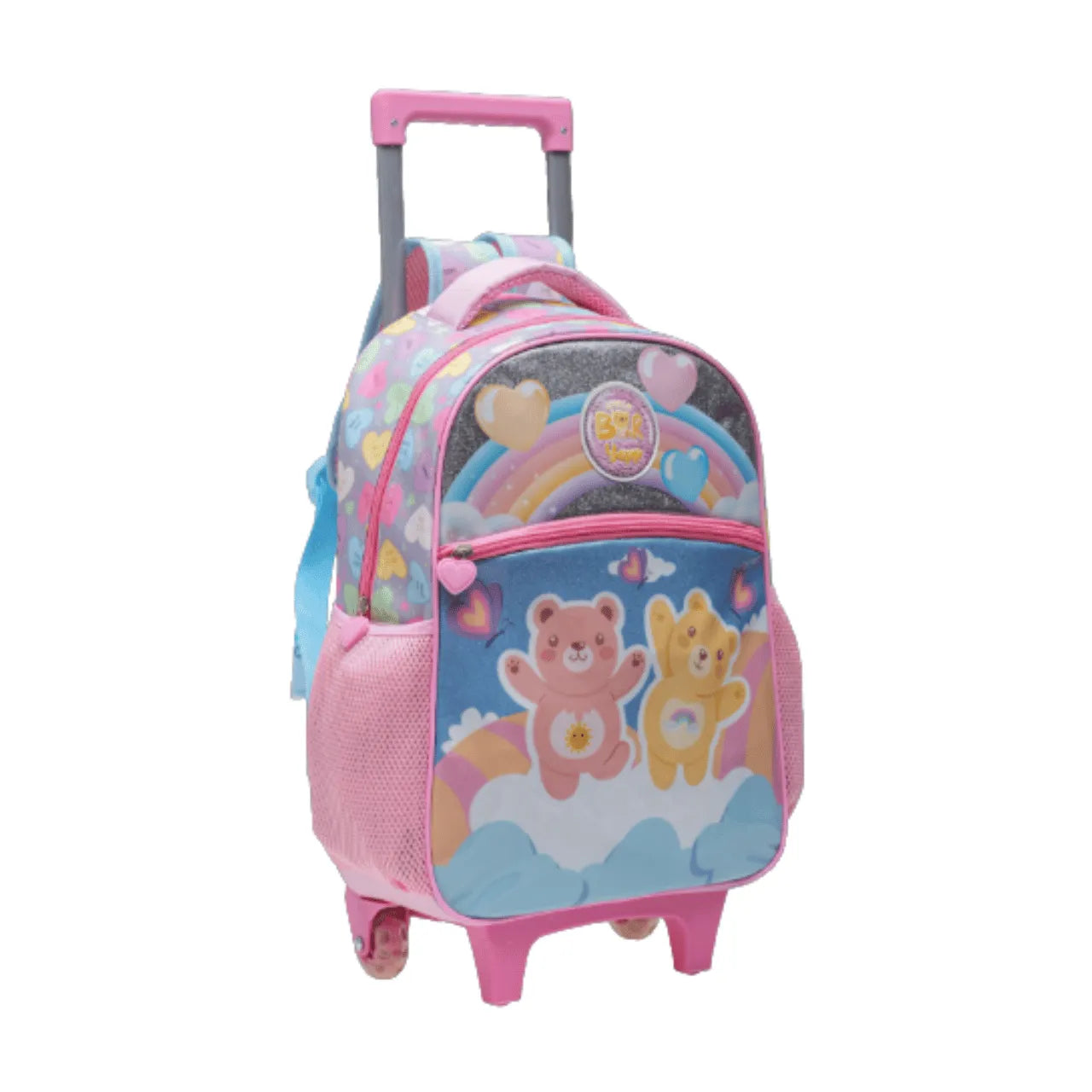 Kit Mochila Rodinha Ursinhos Rosa com Lancheira e Estojo