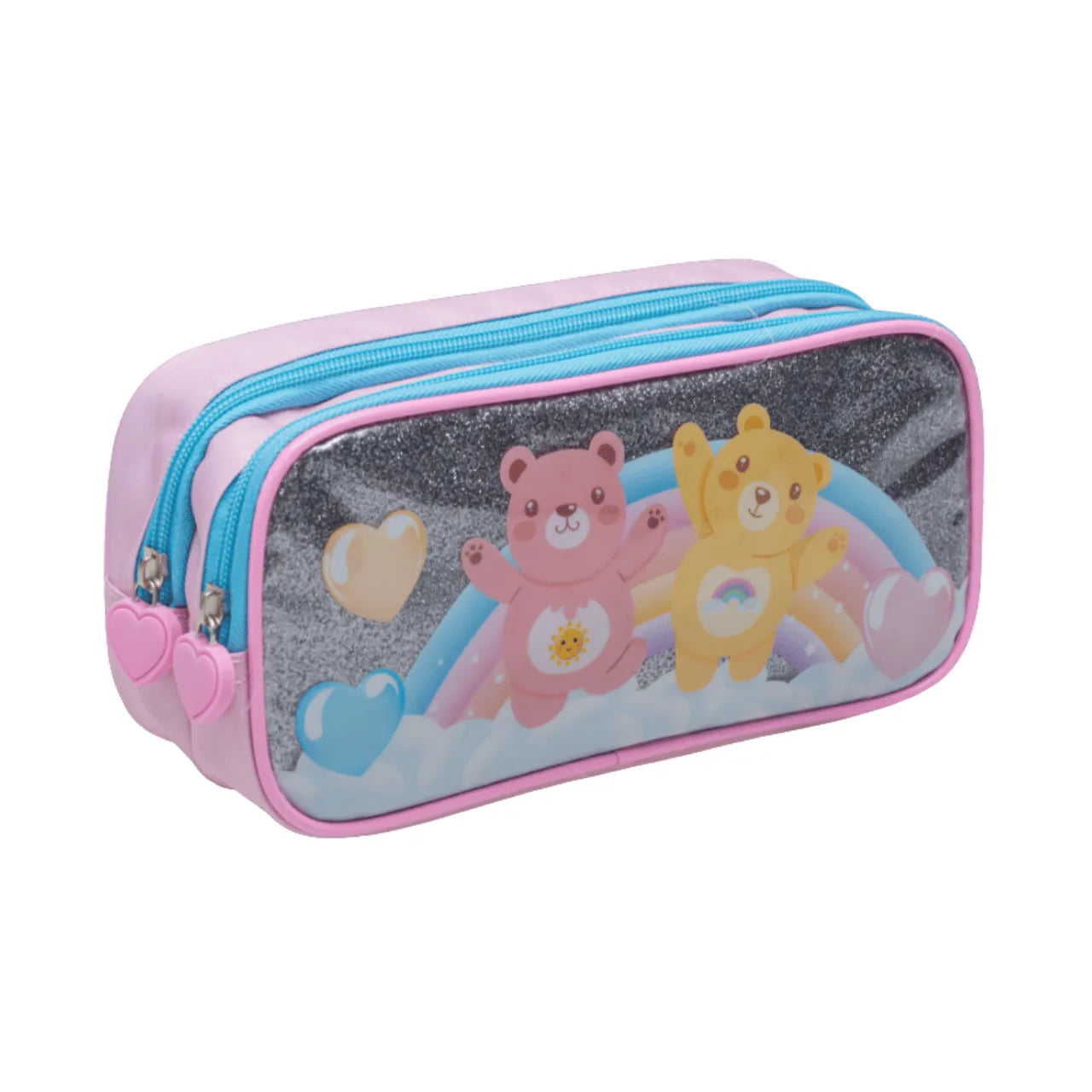 Kit Mochila Rodinha Ursinhos Rosa com Lancheira e Estojo
