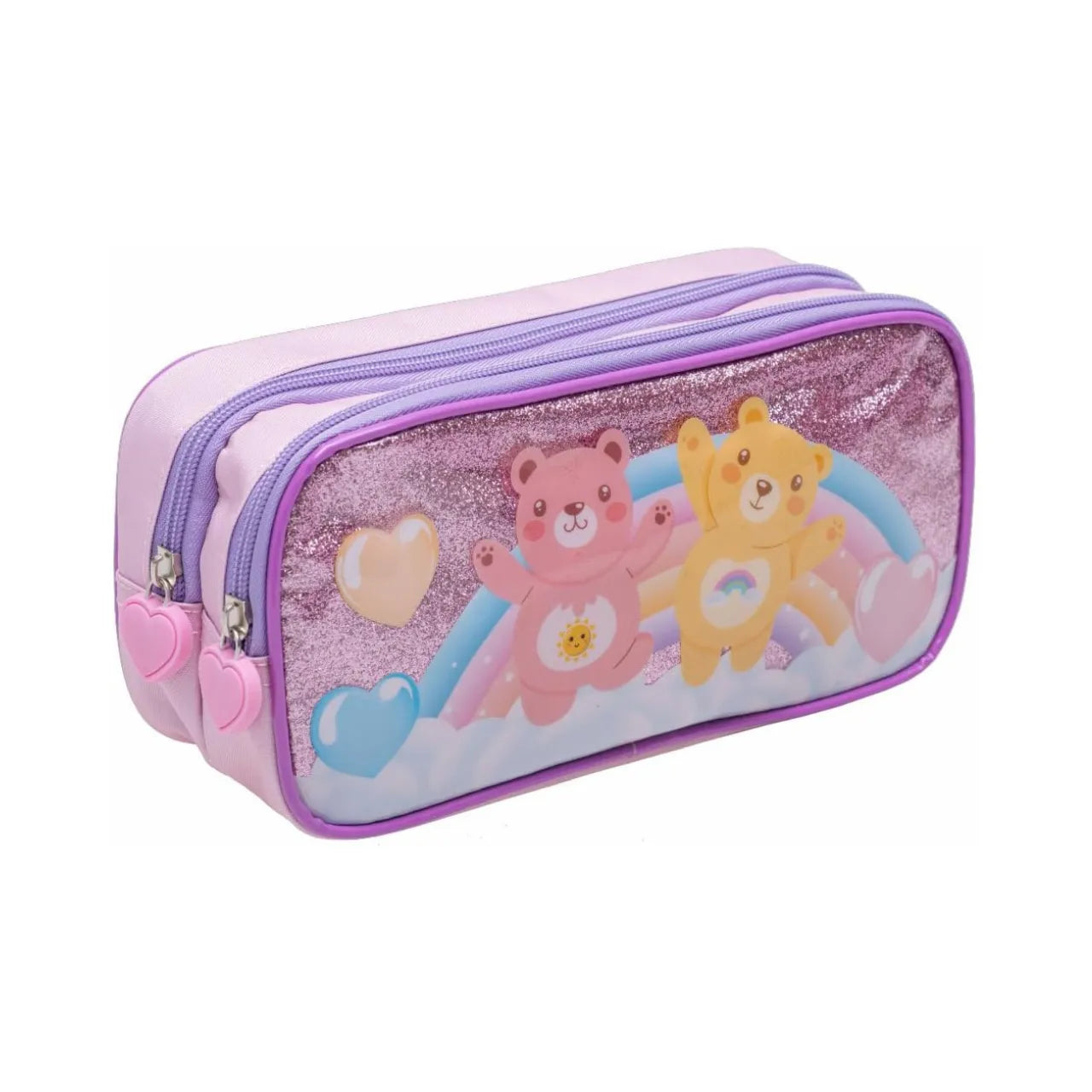 Kit Mochila Rodinha Ursinhos Roxa com Lancheira e Estojo