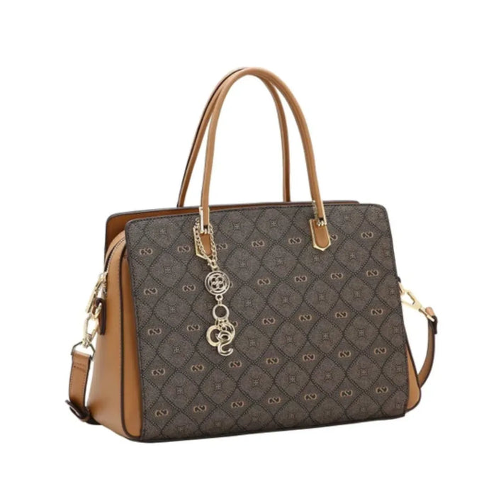 Bolsa Feminina Chenson Mão Monograma Pontilhado Café