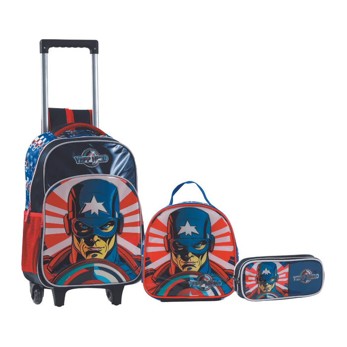 Kit Mochila de Rodinhas Masculina Preta Yepp 3 Peças