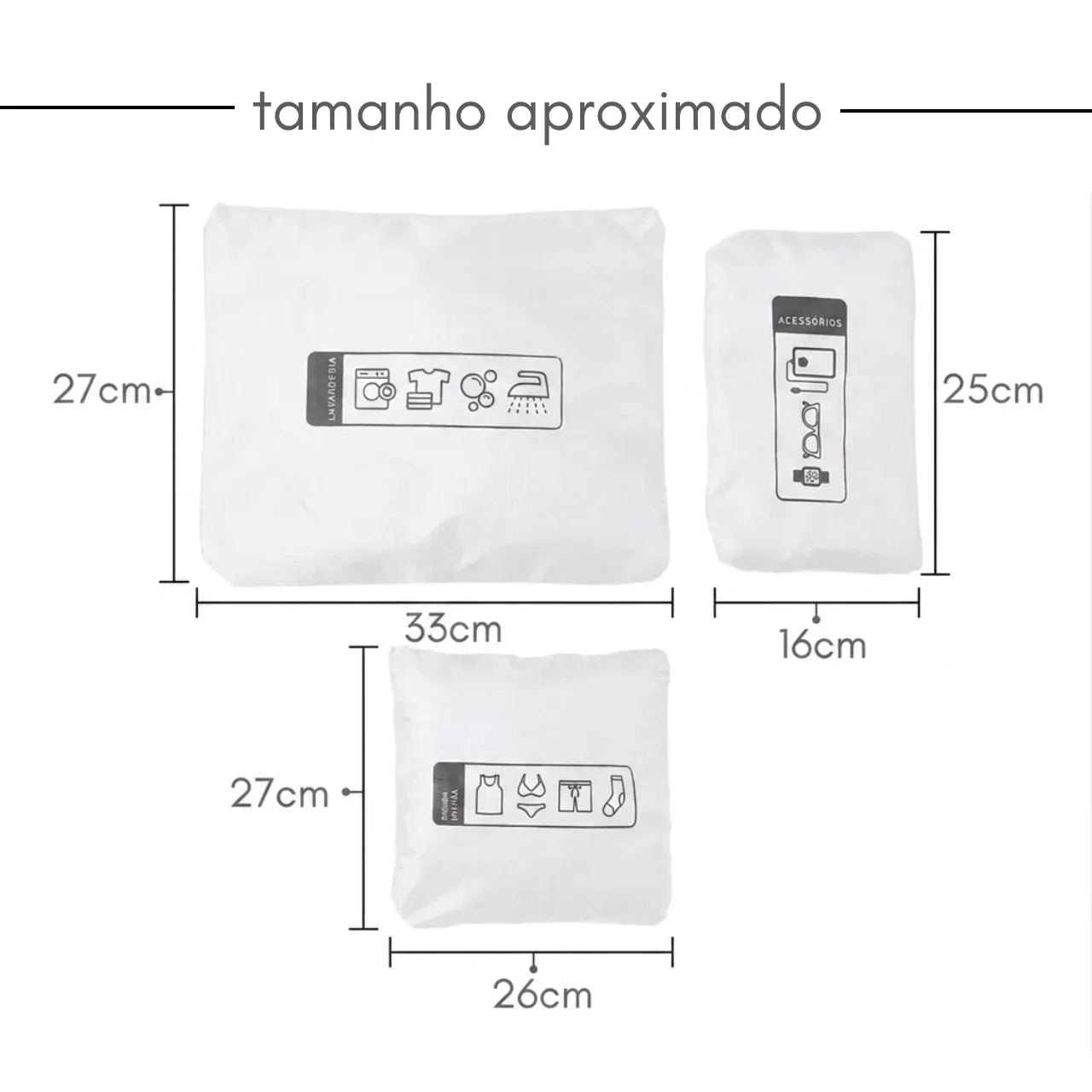 Kit Organizador de Mala Qualis Nylon Vinho 6 Peças