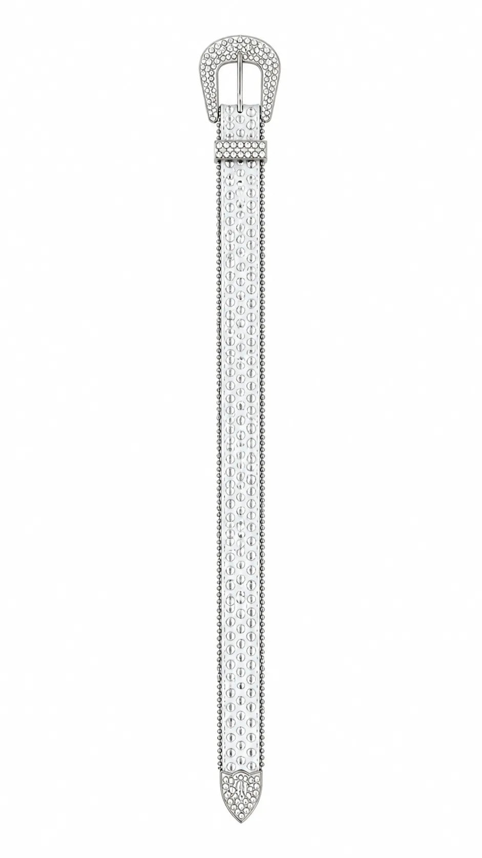 Cinto Feminio Strass Branco Ajustável Estilo Moderno