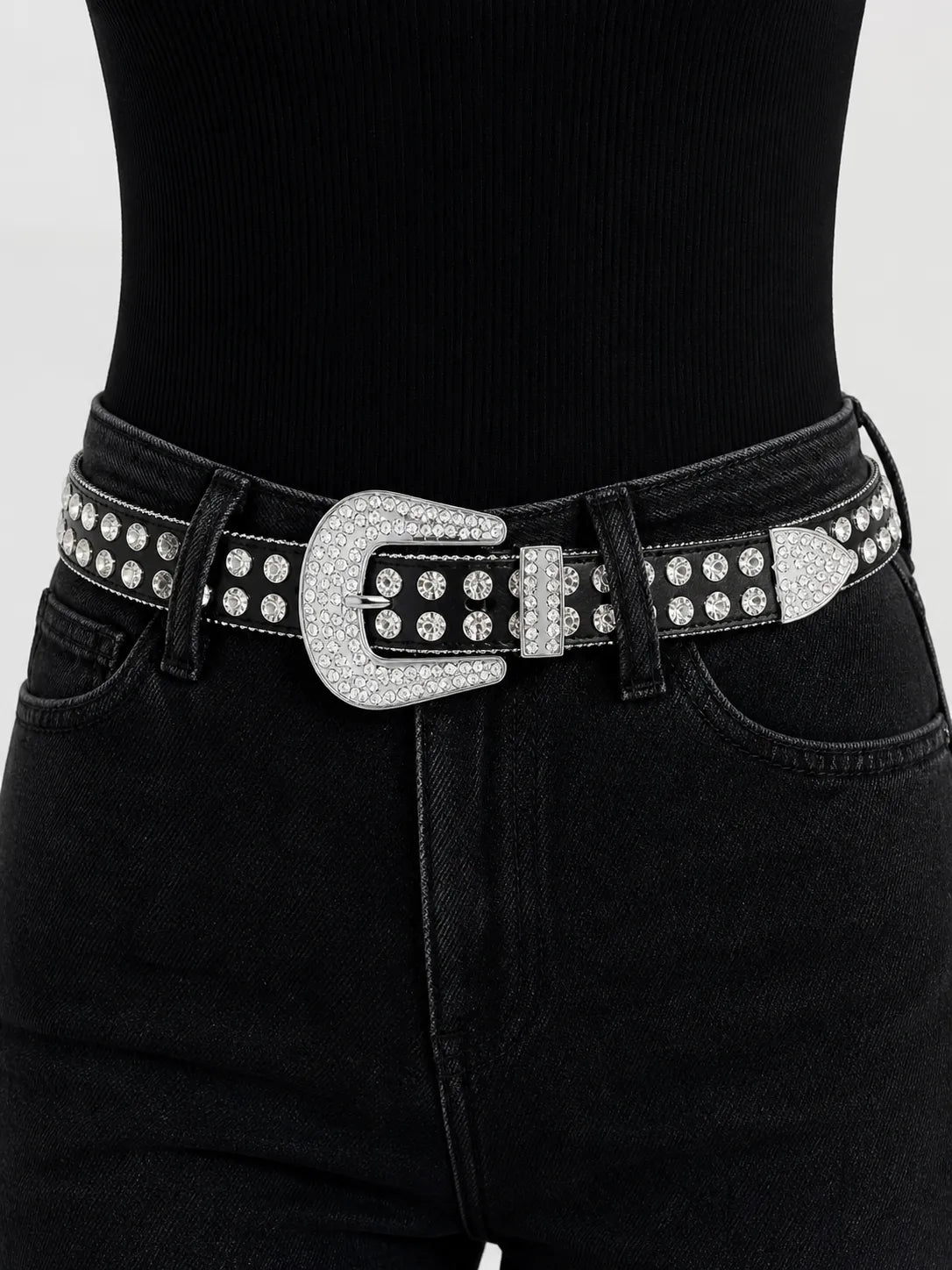 Cinto Feminino Strass Preto Ajustáve