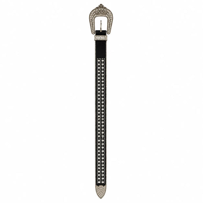 Cinto Feminino Preto com Strass Estilo Premium Elegante