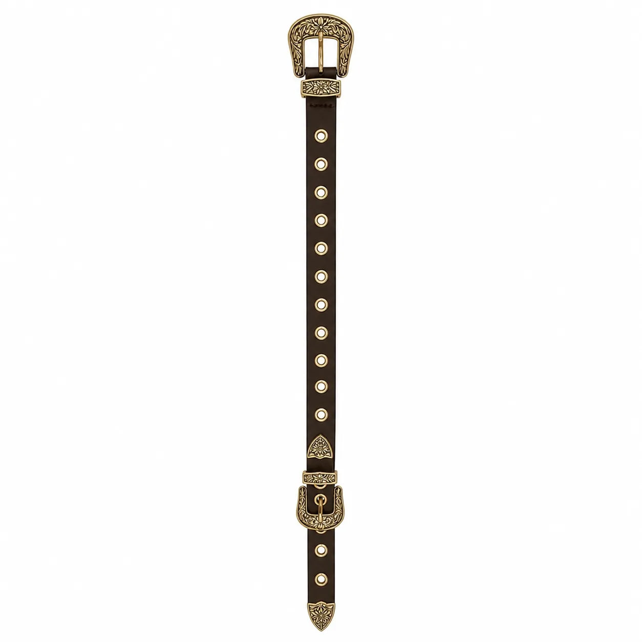 Cinto Feminino com Strass Marrom Escuro Brilho Elegante Ajustável
