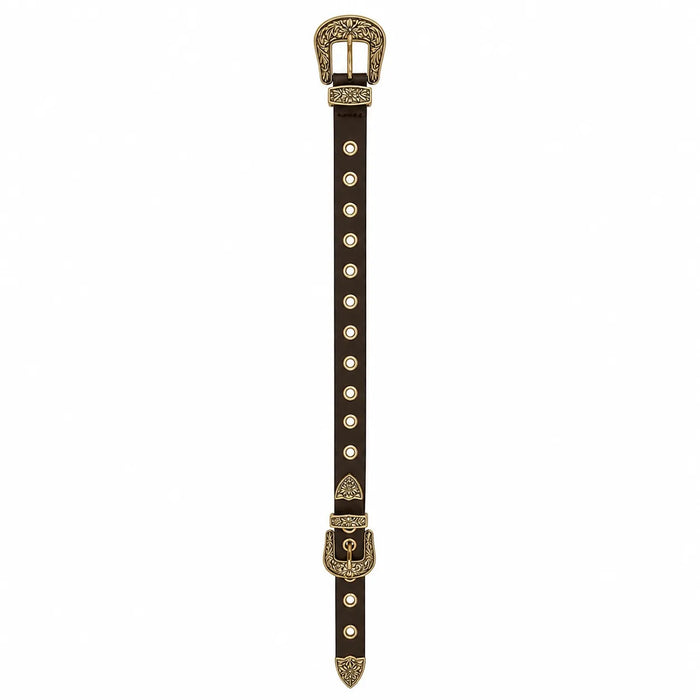 Cinto Feminino com Strass Marrom Escuro Brilho Elegante Ajustável