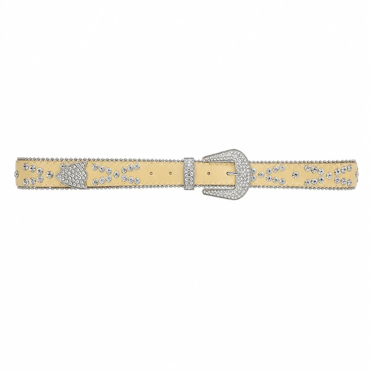 Cinto Feminino Bege com Strass Estilo Premium Elegante