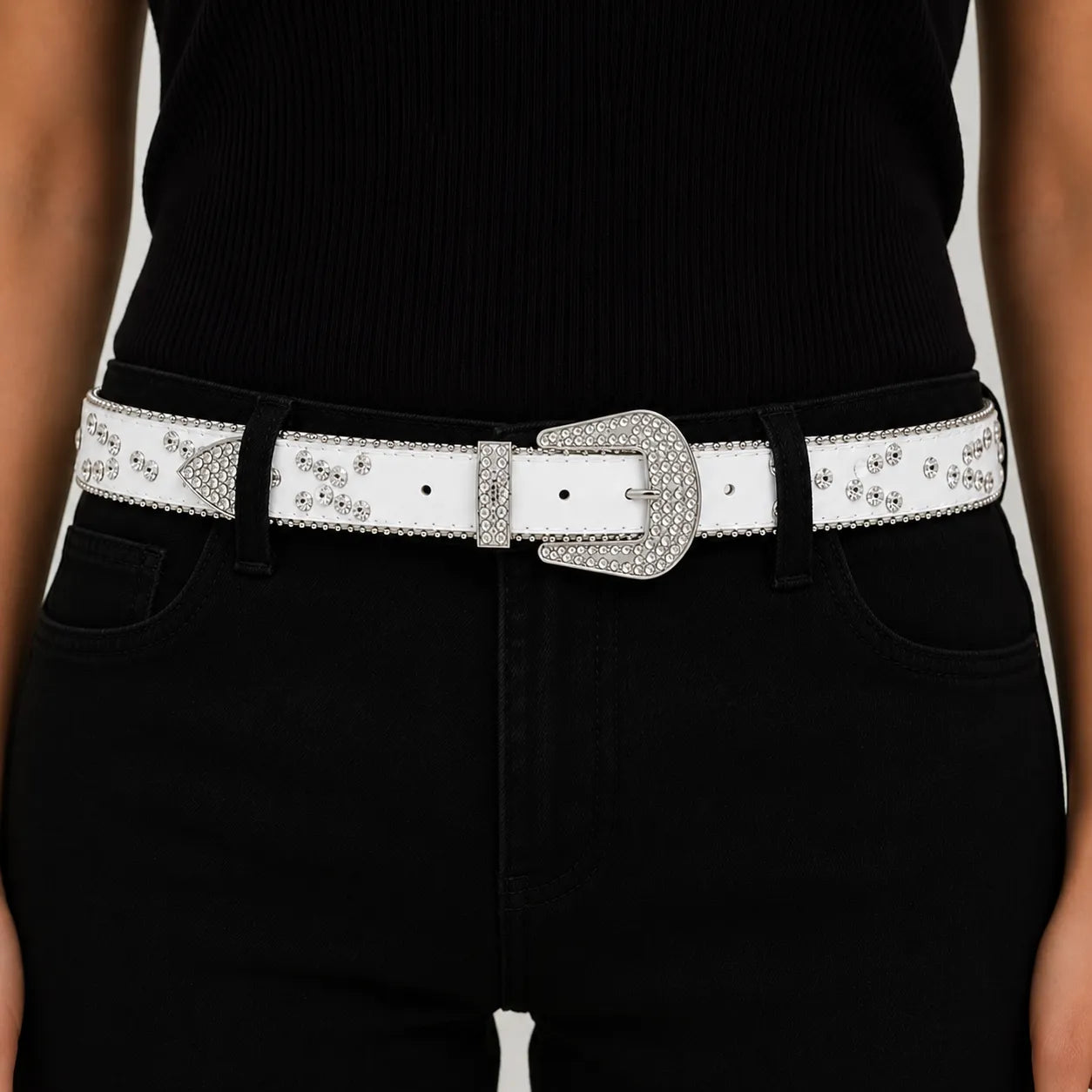 Cinto Feminino Strass Branco Ajustável