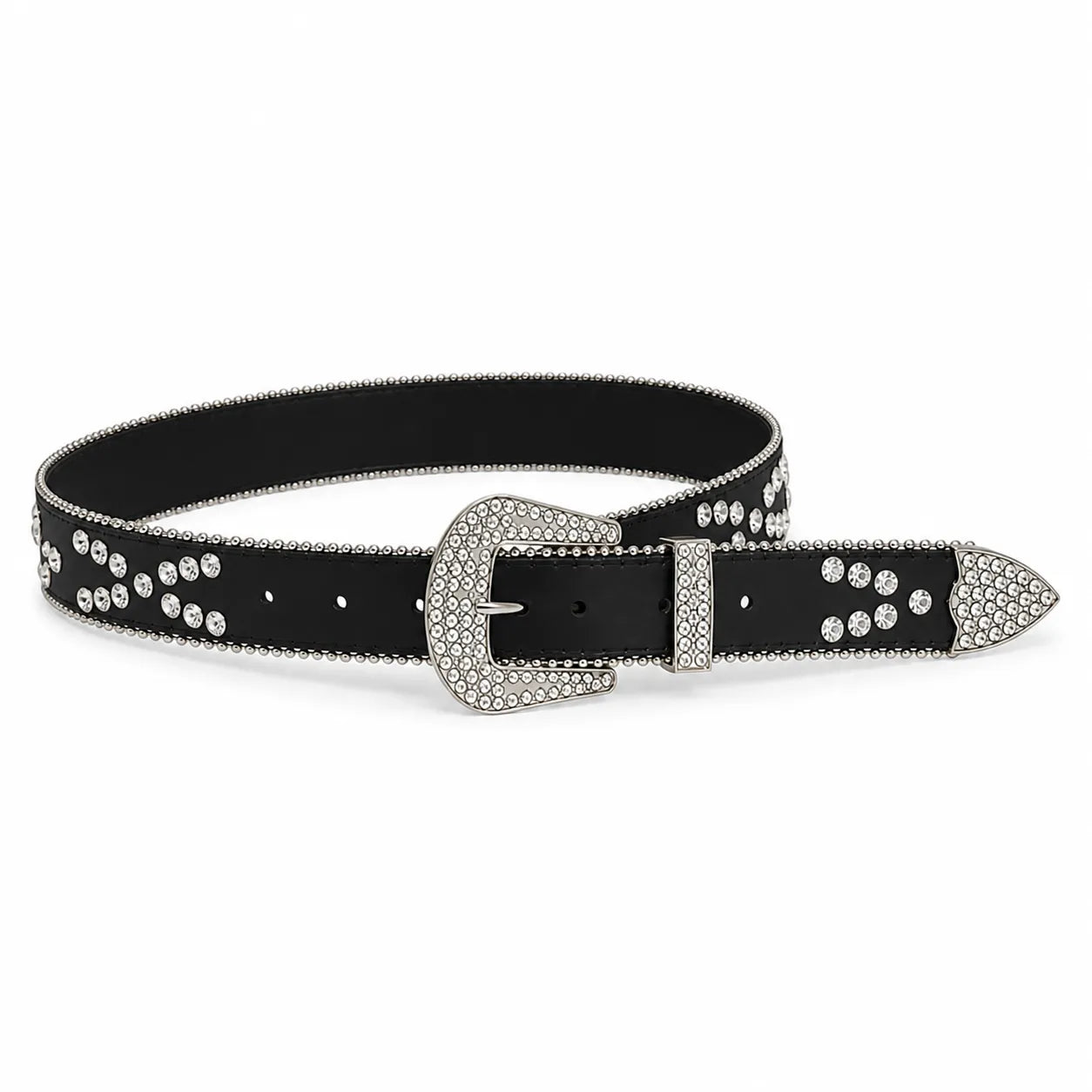 Cinto Feminino Strass Preto Ajustável