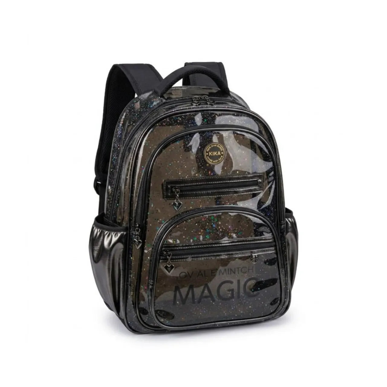 Mochila De Costa Transparente Preta Kika