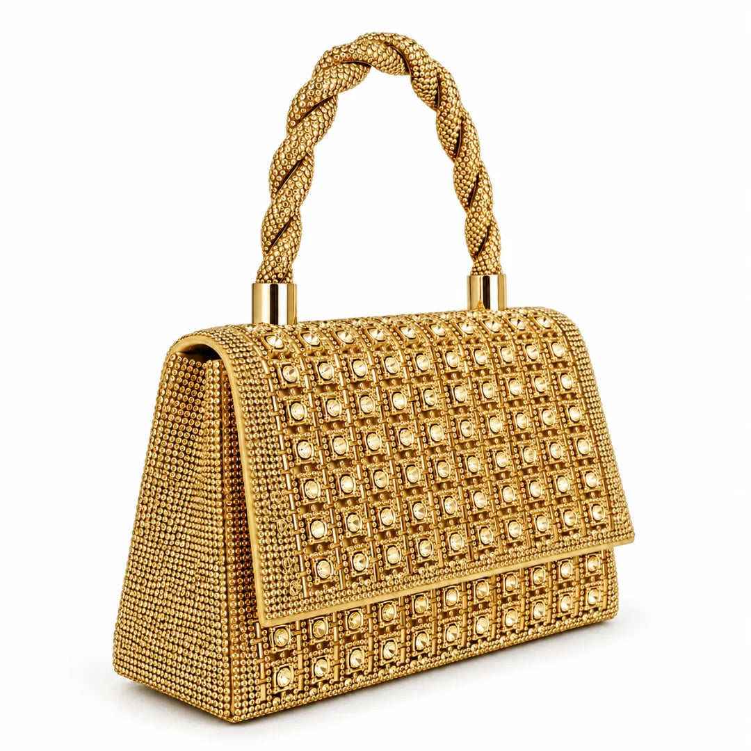 Bolsa de Festa Dourada Voice Elegante Brilhante e Sofisticada
