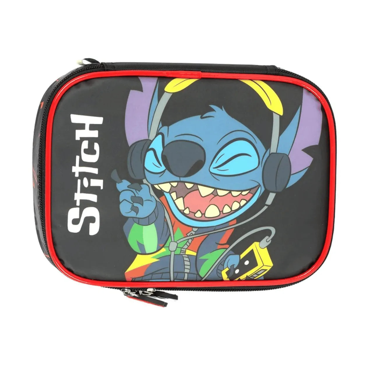 Kit Mochila de Roda Stitch Preto com Lancheira e Estojo Box